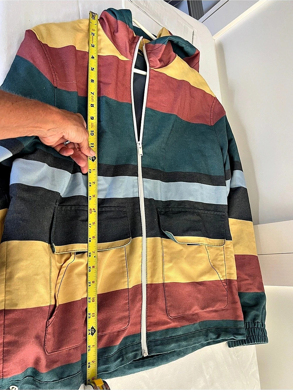 Zara Hooded Striped Jacket Color Block Size Medium